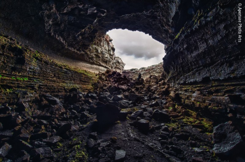 Lava tunnel, near  Langjökull glacier, Iceland