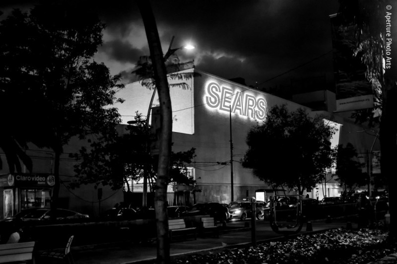 Mexico City, Sears, Department store, night, night photography, streets, street view, street photography