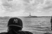 Staten Island ferry rider with NYC cap and statue of liberty