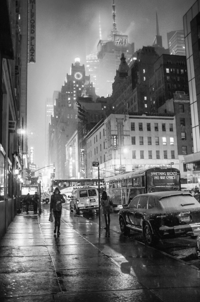 Rain-slicked streets, NYC