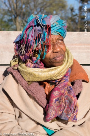 Colorful black lady, black woman, Columbus Circle, NYC, New York City