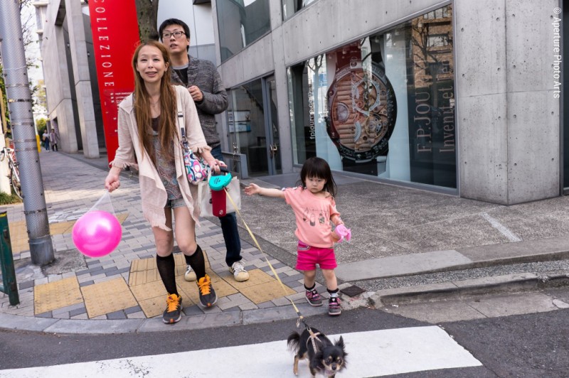 Young family with dog. Tokyo, Japan