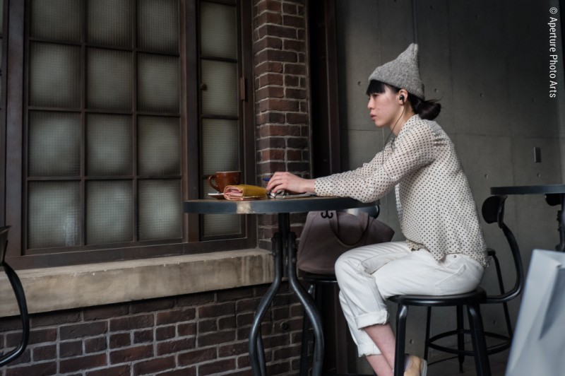 Girl on coffee break. Tokyo Japan