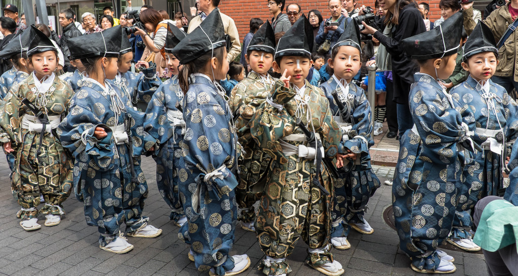 Children in the white heron dance procession, Asakusa, Tokyo
