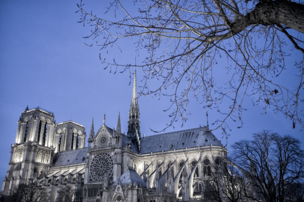 Notre Dame, night, Paris, winter