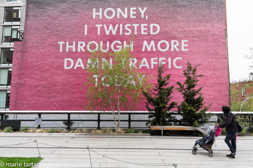 Ed Ruscha artwork on the Highline in NYC