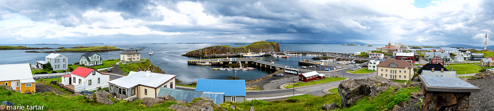 Panoramic view of Stykkisholmur from Library of Water