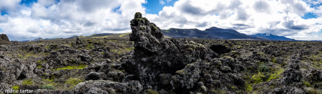 Lavafield panoramic landscape in Iceland