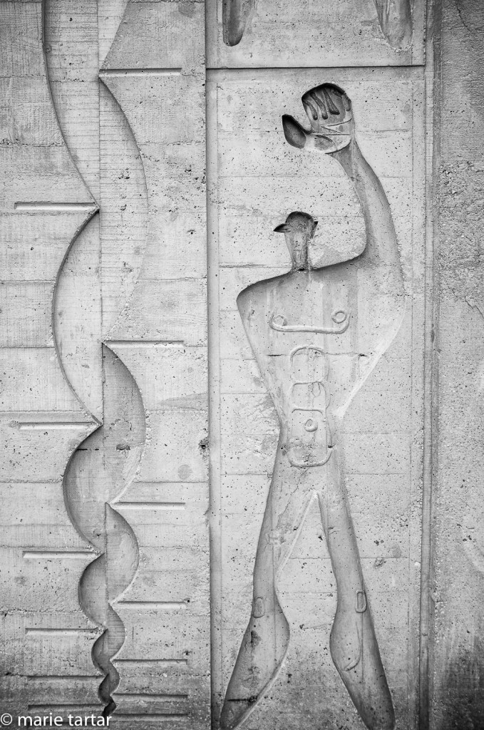 Modular Man in concrete relief at Unité d'Habitation
