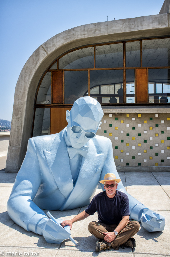 Rooftop sculpture of Le Corbusier in Marseille at Unité d'Habitation