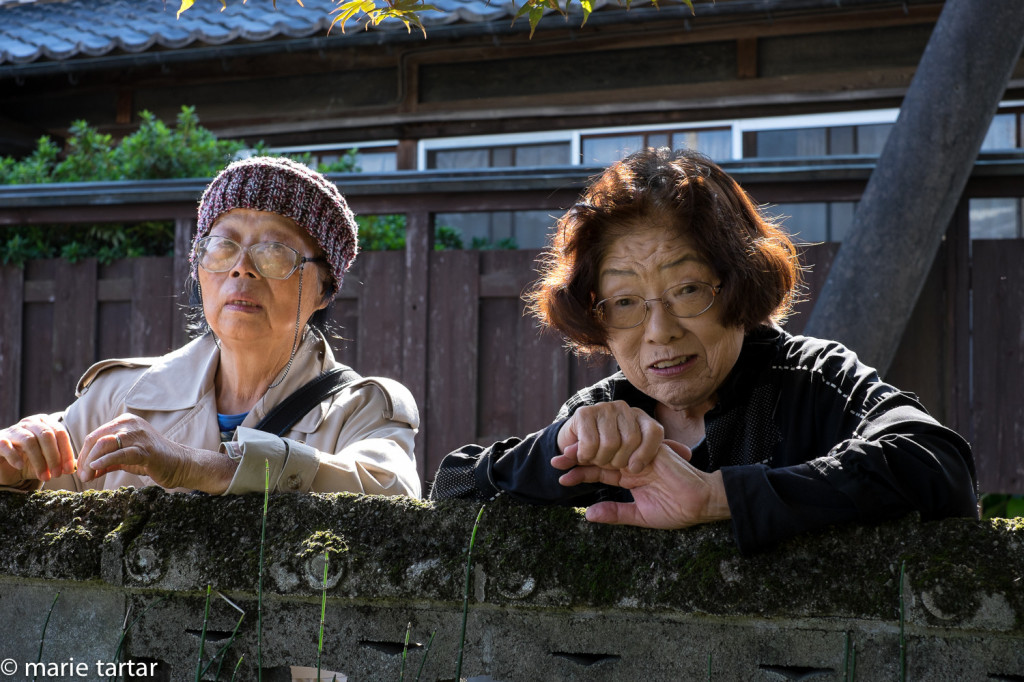Mama and Aunt Takako chitchat out front