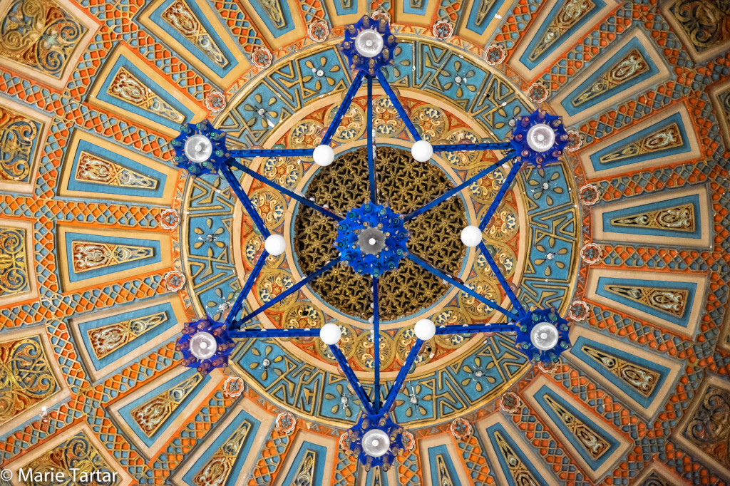 Spectacular Moorish decorated ceiling of Teatro Juarez in Guanajuato, Mexico