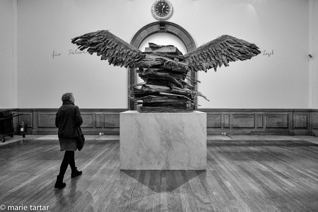 Giant books made of lead, a material favored by Kiefer due to its metaphorical weight, carry the weight of the world's knowledge and history