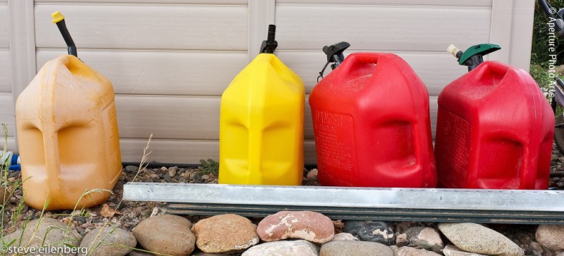 Gas cans, faces, abstract, Arizona, Winslow