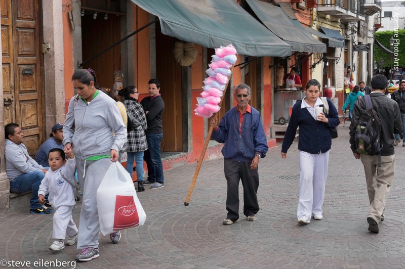 Guanajuato Mexico, cotton candy vendor, Town center, street photography, colorful, food, junk food