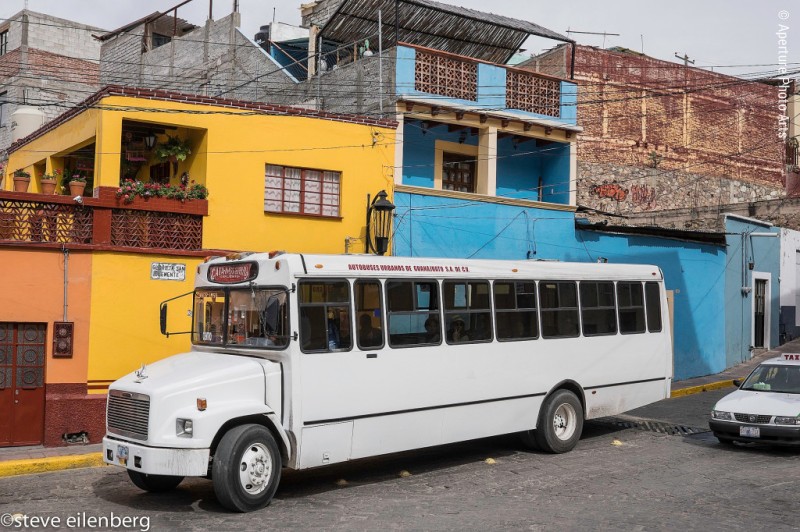 Guanajuato Mexico, city bus, white bus, public transportation, street photography
