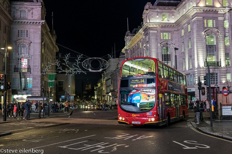 London England, Westminster, Red double decker bus, picadilly circus, street photography, night
