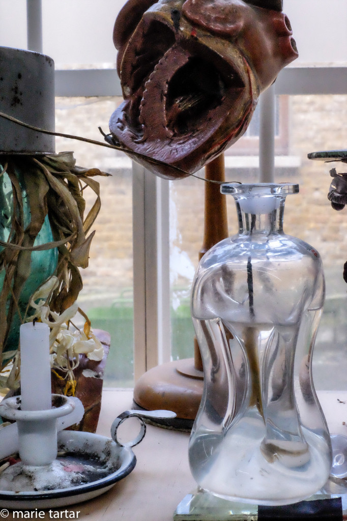 Objects of inspiration, or at least interest (including a model heart) in Richard Learoyd's studio