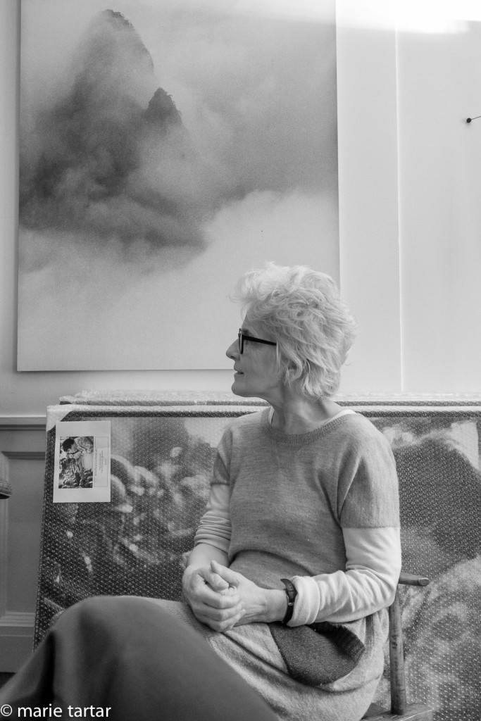 Study in silver and greys: Elegant Catherine Chaine, wife of Magnum photographer Marc Riboud and our hostess for our studio visit, is also co-author of charming children's books using Marc's images as illustrations, like I comme Image