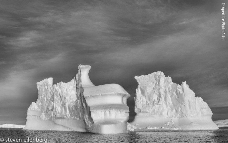 Iceberg Pair, B&W, antarctica