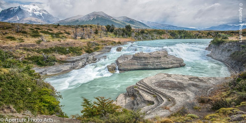 Patagonia Waterfall, Torres del Paine, Chile, mountains