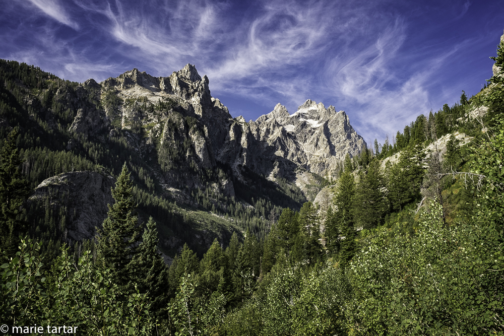View up Cascade Canyon, from Inspiration Point Trail, near Jenny Lake in Grand Tetons