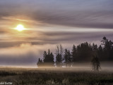 Early morning with fog at Lake Yellowstone