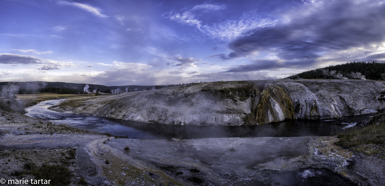 Norris Geyser Basin and a slice of the Gibbon River in Yellowstone