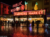 Seattle Pikes Place Public Market at night
