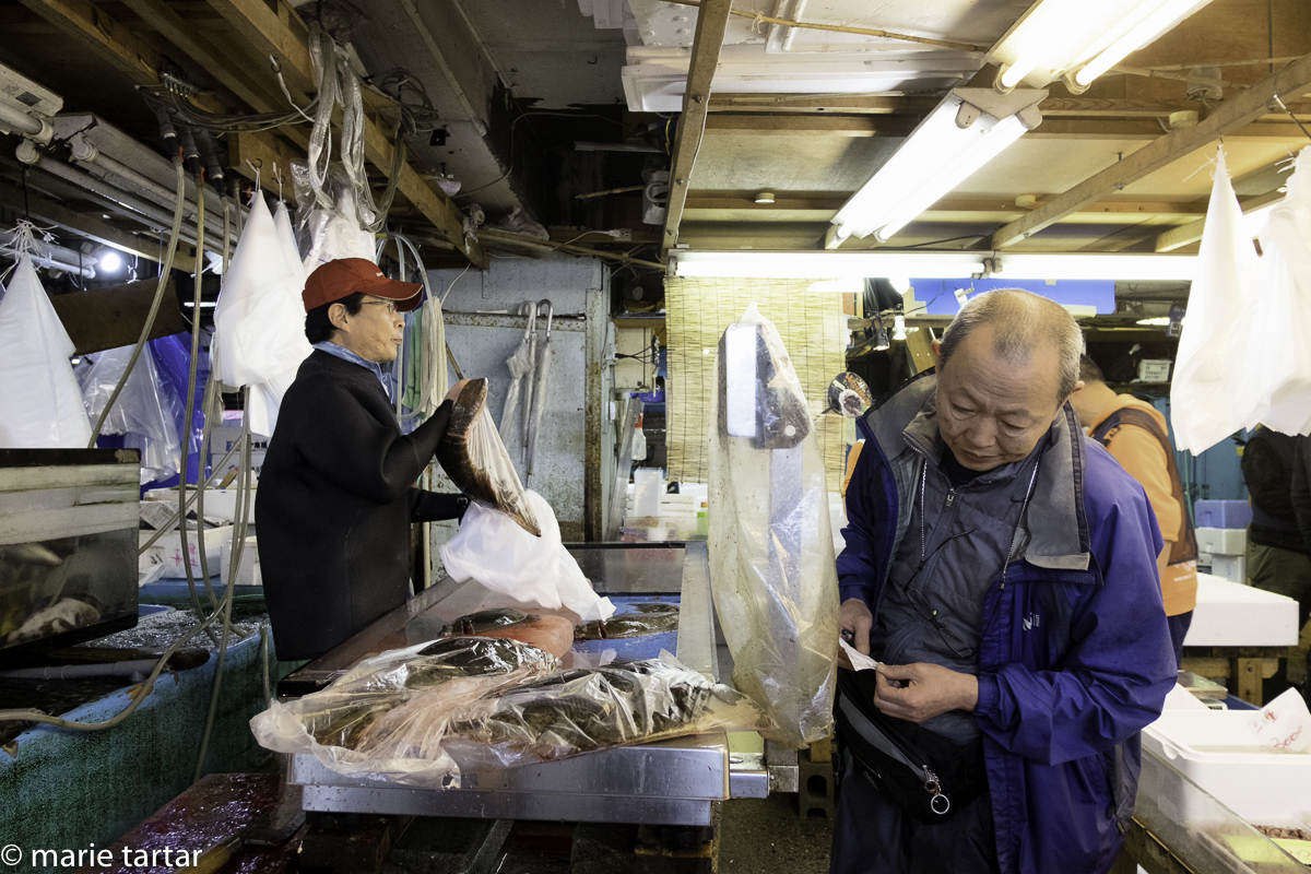 Packaging the goods at Tsukiji in Tokyo