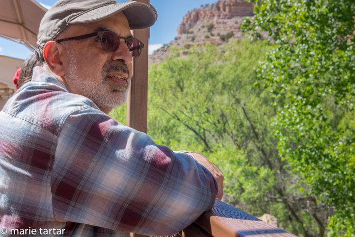 My brother-in-law, Jason, admires the verdant and appropriately named Verde Canyon scenery from the train