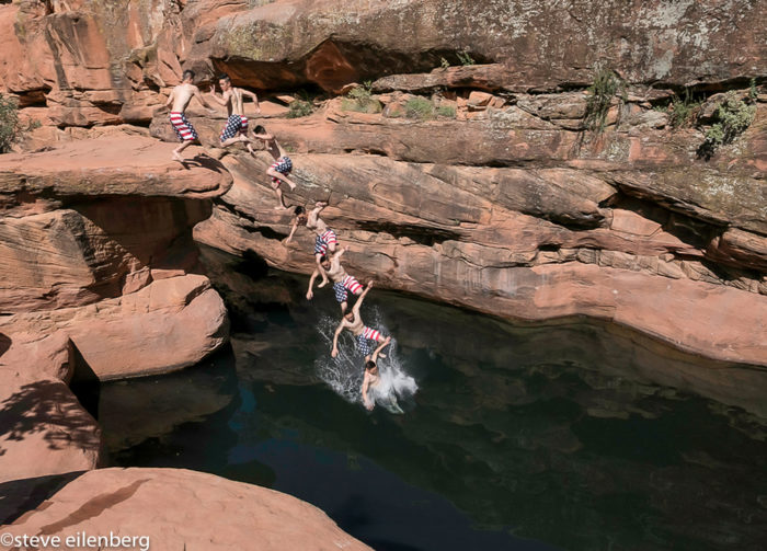 A cold plunge into "The Crack," near Sedona in the Wet Beaver area