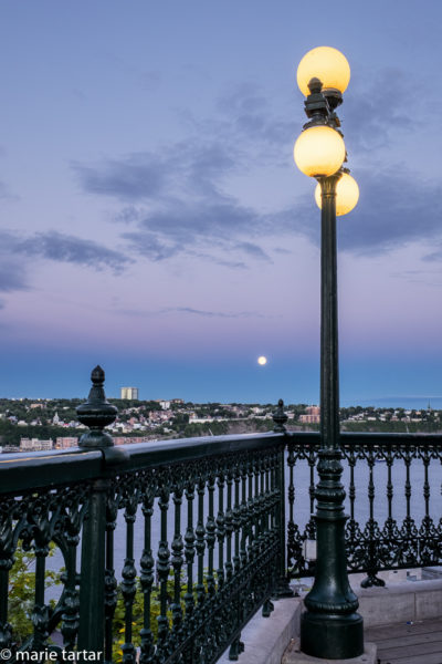 Moonrise over the St. Lawrence River, from Terrace Dufferin in Québec City