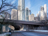 NYC downtown skyline in winter
