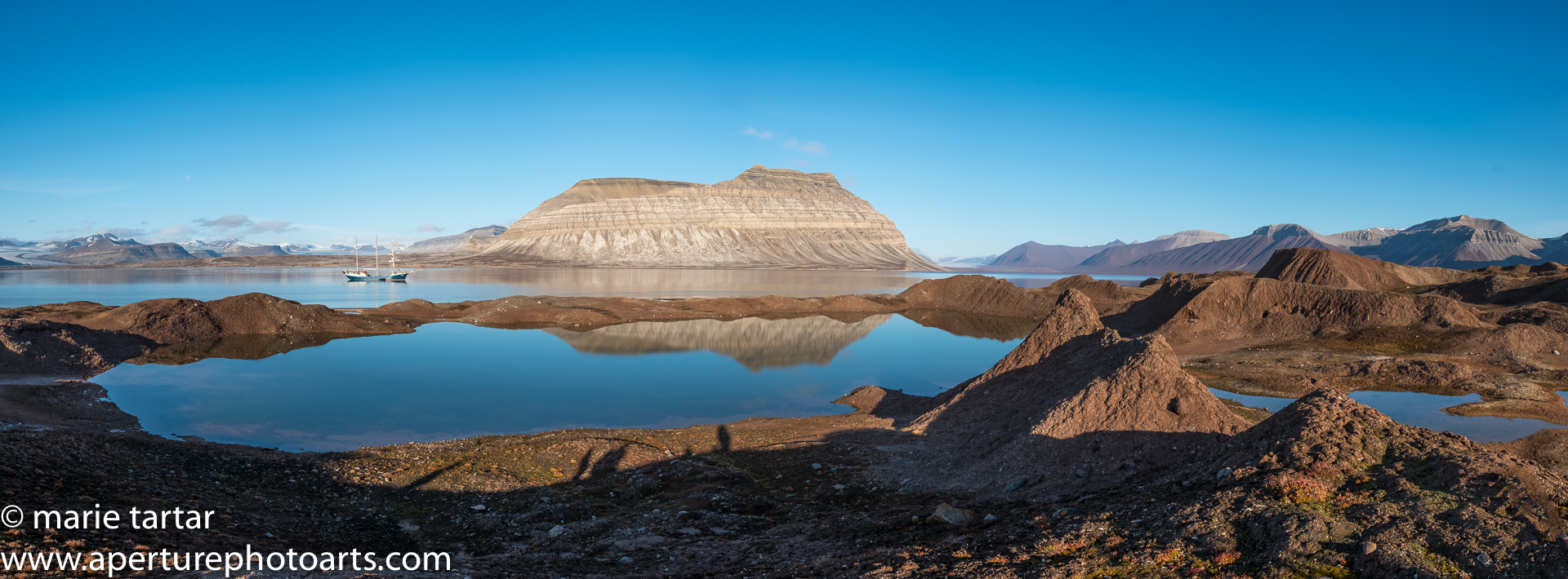 Panoramic Svalbard glacial moraine landscape