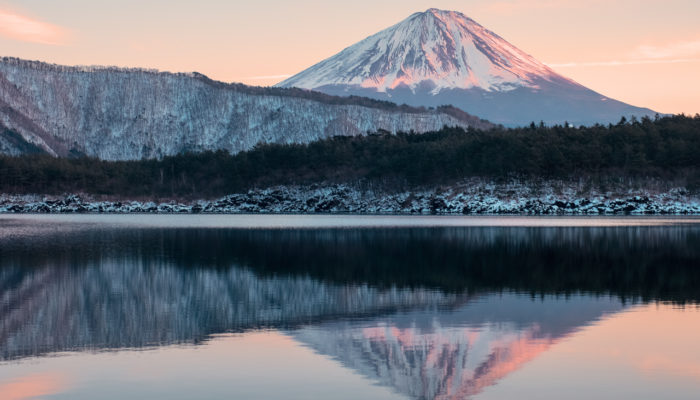 Panorama of Mount Fuji at sunset
