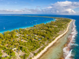 Aerial view of French Polynesian atoll