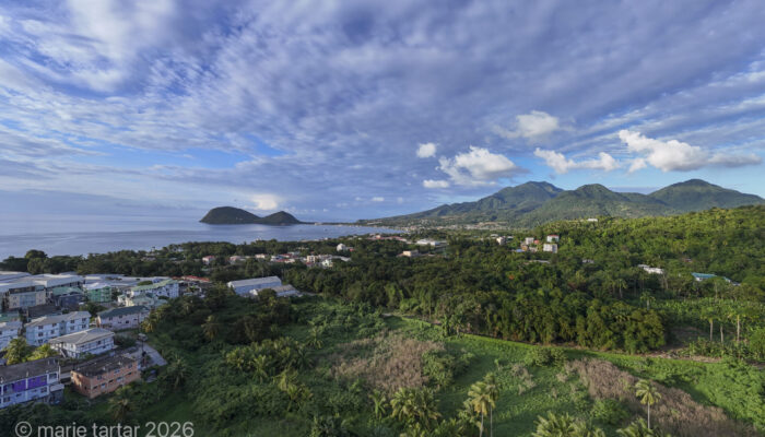 Aerial view of Portsmouth in northwest Dominica in the Caribbean
